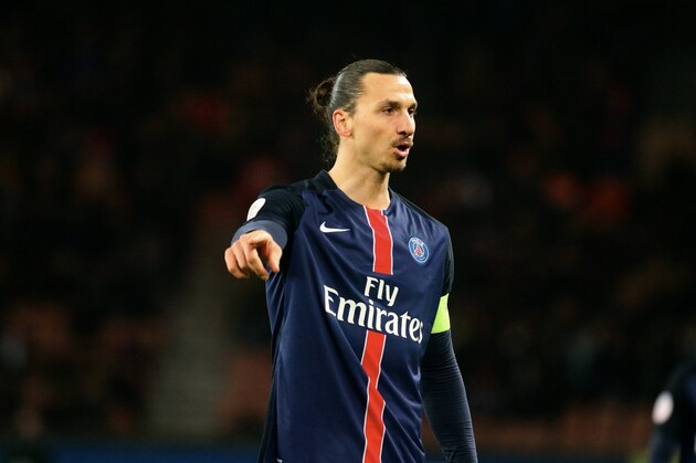 PARIS, FRANCE - JANUARY 23:  Zlatan Ibrahimovic of Paris Saint-Germain reacts during the French  Ligue 1 between Paris Saint-Germain and SCO Angers at Parc Des Princes on january 23, 2016 in Paris, France.  (Photo by Xavier Laine/Getty Images)