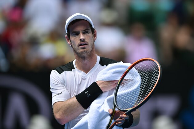 Britain's Andy Murray walks on court during his men's singles match against Spain's David Ferrer on day ten of the 2016 Australian Open tennis tournament in Melbourne on January 27, 2016. AFP PHOTO / PETER PARKS-- IMAGE RESTRICTED TO EDITORIAL USE - STRICTLY NO COMMERCIAL USE / AFP / PETER PARKS        (Photo credit should read PETER PARKS/AFP/Getty Images)