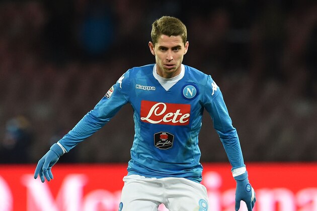 NAPLES, ITALY - JANUARY 16: Jorginho of SSC Napoli during the Serie A match between SSC Napoli and US Sassuolo Calcio at Stadio San Paolo on January 16, 2016 in Naples, Italy.  (Photo by Giuseppe Bellini/Getty Images)