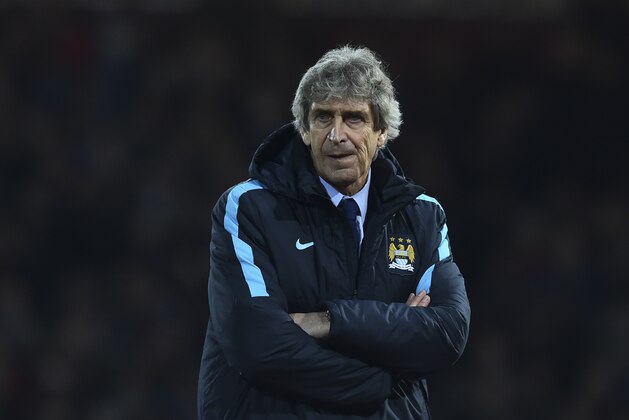 Manchester City's Chilean manager Manuel Pellegrini looks on during the English Premier League football match between West Ham United and Manchester City at The Boleyn Ground in Upton Park, in east London on January 23, 2016. AFP PHOTO / BEN STANSALLRESTRICTED TO EDITORIAL USE. No use with unauthorized audio, video, data, fixture lists, club/league logos or 'live' services. Online in-match use limited to 75 images, no video emulation. No use in betting, games or single club/league/player publications. / AFP / BEN STANSALL        (Photo credit should read BEN STANSALL/AFP/Getty Images)