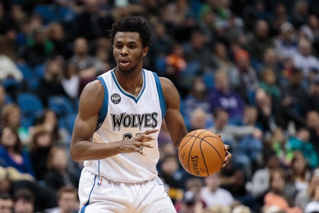 Jan 17, 2016; Minneapolis, MN, USA; Minnesota Timberwolves forward Andrew Wiggins (22) dribbles in the third quarter against the Phoenix Suns at Target Center. The Minnesota Timberwolves beat the Phoenix Suns 117-87. Mandatory Credit: Brad Rempel-USA TODAY Sports