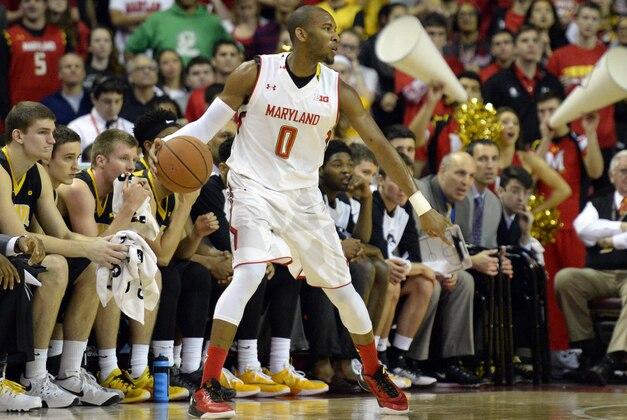 Jan 28, 2016; College Park, MD, USA; Maryland Terrapins guard Rasheed Sulaimon (0) looks to pas during the first half against the Iowa Hawkeyes at Xfinity Center. Mandatory Credit: Tommy Gilligan-USA TODAY Sports