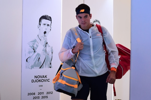 MELBOURNE, AUSTRALIA - JANUARY 29:  In this handout photo provided by Tennis Australia, Milos Raonic of Canada is seen walking through the Walk of Champions before his semi final match against Andy Murray of Great Britain during day 12 of the 2016 Australian Open at Melbourne Park on January 29, 2016 in Melbourne, Australia.  (Photo by Ben Solomon/Tennis Australia via Getty Images)