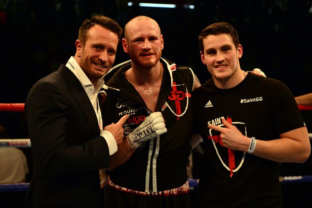 LONDON, ENGLAND - JANUARY 30:  George Groves of England (c) celebrates with his team following victory over Andrea Di Luisa of Italy in their International Super-Middleweight Contest  at the Copper Box Arena on January 30, 2016 in London, England.  (Photo by Dan Mullan/Getty Images)