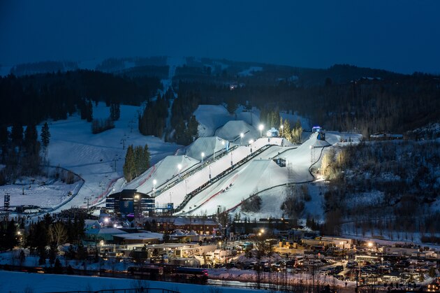 ASPEN, CO - JANUARY 30: The venue at the Winter X Games 2016 Aspen at Buttermilk Mountain is lit up on the evening of January 30, 2016, in Aspen, Colorado. (Photo by Chris Council/Getty Images)