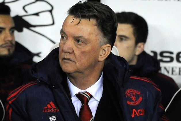 Manchester United manager Louis van Gaal looks on during the English FA Cup fourth round soccer match between Derby County and Manchester United at the iPro Stadium, Pride Park in Derby, England, Friday, Jan. 29, 2016. (AP Photo/Rui Vieira)