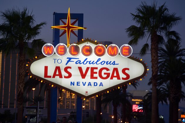 Oct 13, 2015; Las Vegas, NV, USA; General view of the Welcome to Fabulous Las Vegas sign at Las Vegas Blvd on the Las Vegas strip before the NBA preseason game between the Sacramento Kings and the Los Angeles Lakers. Mandatory Credit: Kirby Lee-USA TODAY Sports