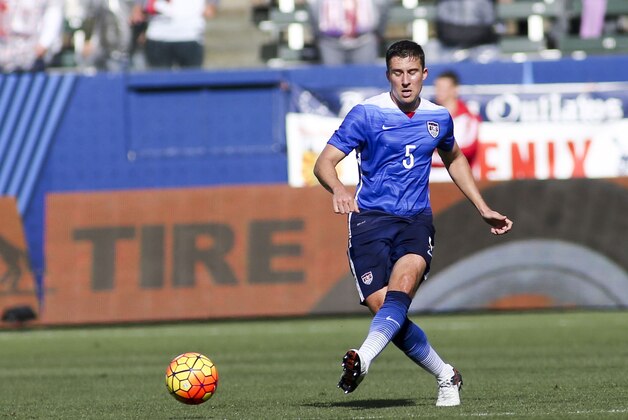 United States defender Matt Besler #5 in actions against Iceland during a men's international friendly soccer game in Carson, Calif., Sunday, Jan., 31, 2016. The United States won 3-2. (AP Photo/Ringo H.W. Chiu)