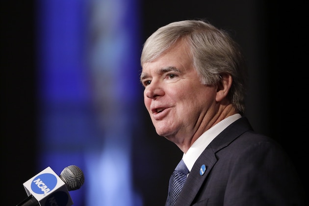 NCAA President Mark Emmert  addresses  a luncheon crowd at the NCAA Convention, Thursday, Jan. 14, 2016, in San Antonio. (AP Photo/Eric Gay)