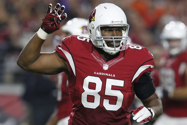 Arizona Cardinals tight end Darren Fells (85) in the first half during an NFL football game, Sunday, Nov. 22, 2015, in Glendale, Ariz. (AP Photo/Rick Scuteri)