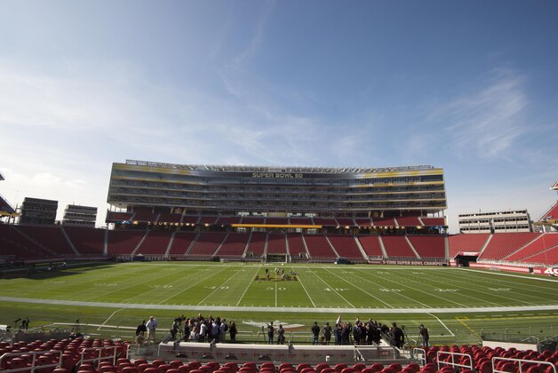 January 26, 2016; Santa Clara, CA, USA; General view of Levi's Stadium during a field preparation press conference prior to Super Bowl 50. Mandatory Credit: Kyle Terada-USA TODAY Sports