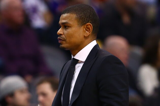 Dec 28, 2015; Phoenix, AZ, USA; Phoenix Suns assistant coach Earl Watson against the Cleveland Cavaliers at Talking Stick Resort Arena. The Cavaliers defeated the Suns 101-97. Mandatory Credit: Mark J. Rebilas-USA TODAY Sports