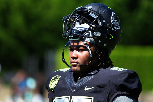 Jul 10, 2014; Beaverton, OR, USA; Defensive lineman Rashan Gary (97) looks on from the sidelines during Nike Football ' The Opening' at Nike World Headquarters. Mandatory Credit: Steve Dykes-USA TODAY Sports Jul 10, 2014; Beaverton, OR, USA; Defensive lineman Rashan Gary (97) looks on from the sidelines during Nike Football ' The Opening' at Nike World Headquarters. Mandatory Credit: Steve Dykes-USA TODAY Sports