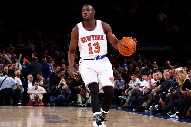 NEW YORK, NY - FEBRUARY 2: Jerian Grant #13 of the New York Knicks drives to the basket against the Boston Celtics  during the game on February 2, 2016 at Madison Square Garden in New York, New York. NOTE TO USER: User expressly acknowledges and agrees that, by downloading and or using this Photograph, user is consenting to the terms and conditions of the Getty Images License Agreement. Mandatory Copyright Notice: Copyright 2016 NBAE (Photo by Nathaniel S. Butler/NBAE via Getty Images)