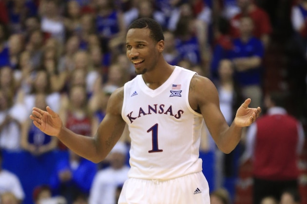 Kansas guard Wayne Selden Jr. (1) during overtime of an NCAA college basketball game against Kentucky in Lawrence, Kan., Saturday, Jan. 30, 2016. Kansas defeated Kentucky 90-84 in overtime. (AP Photo/Orlin Wagner)