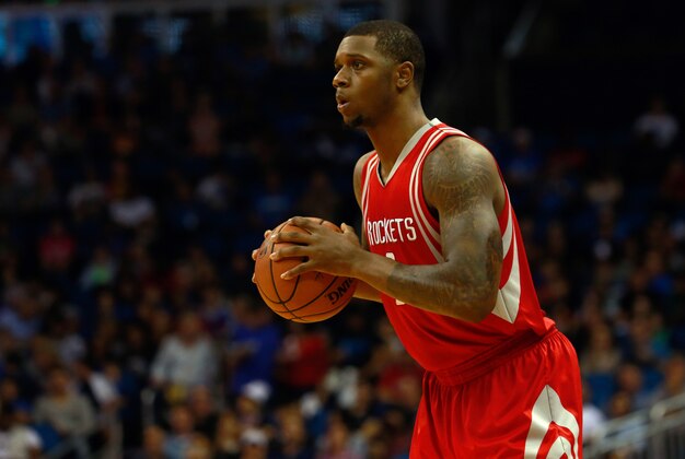 Dec 23, 2015; Orlando, FL, USA; Houston Rockets forward Terrence Jones (6) against the Orlando Magic during the first quarter at Amway Center. Mandatory Credit: Kim Klement-USA TODAY Sports