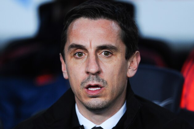 BARCELONA, SPAIN - FEBRUARY 03:  Head coach Gary Neville of Valencia CF looks on during the Copa del Rey Semi Final first leg match between FC Barcelona and Valencia at Nou Camp on February 3, 2016 in Barcelona, Spain.  (Photo by David Ramos/Getty Images)