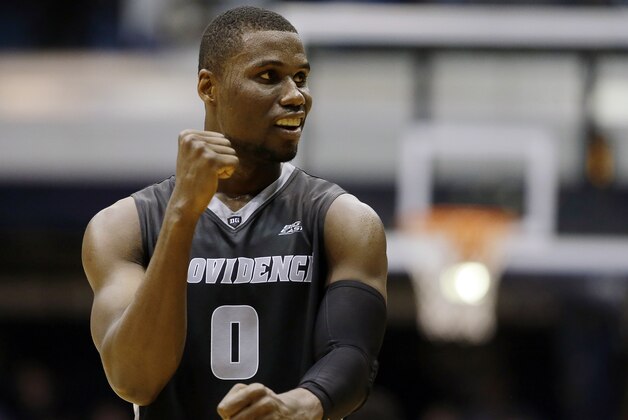 Providence's Ben Bentil (0) celebrates late in the second half of an NCAA college basketball game against Butler, Thursday, Dec. 31, 2015, in Indianapolis. (AP Photo/Darron Cummings)