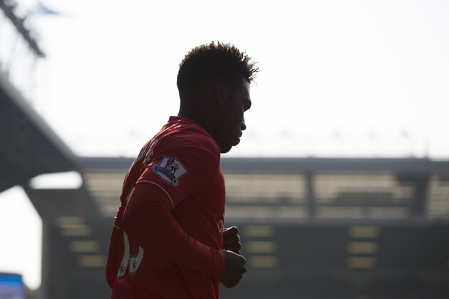 Liverpool's Daniel Sturridge during the English Premier League soccer match between Everton and Liverpool at Goodison Park Stadium, Liverpool, England, Sunday Oct. 4, 2015. (AP Photo/Jon Super)