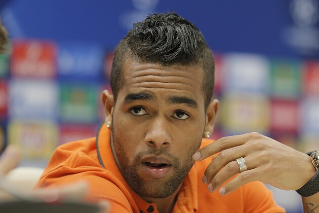 FILE - In this Sept. 29, 2015 file photo, FC Shakhtar's Alex Teixeira attends a press conference at Arena Lviv stadium in Lviv, Western Ukraine. Shakhtar Donetsk has confirmed Friday Jan. 5, 2016, Brazilian midfielder Alex Teixeira is set to move to Chinese club Jiangsu Suning for an Asian record transfer fee of 50 million euros ($56 million). (AP Photo/Efrem Lukatsky, File)