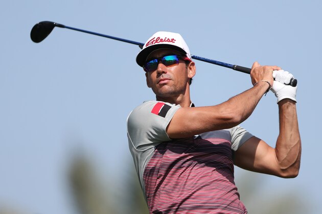 Rafa Cabrera-Bello of Spain follows his ball on the 9th hole during 1st round of the Omega Dubai Desert Classic golf tournament in Dubai, United Arab Emirates, Thursday, Feb. 4, 2016. (AP Photo/Kamran Jebreili)