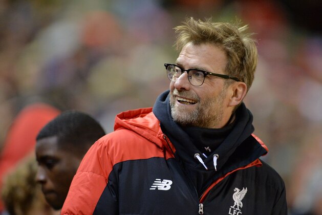 Liverpool's German manager Jurgen Klopp is pictured before the start of the English FA Cup fourth round football match between Liverpool and West Ham United at Anfield in Liverpool, north west England, on January 30, 2016. / AFP / PAUL ELLIS / RESTRICTED TO EDITORIAL USE. No use with unauthorized audio, video, data, fixture lists, club/league logos or 'live' services. Online in-match use limited to 75 images, no video emulation. No use in betting, games or single club/league/player publications.  /         (Photo credit should read PAUL ELLIS/AFP/Getty Images)