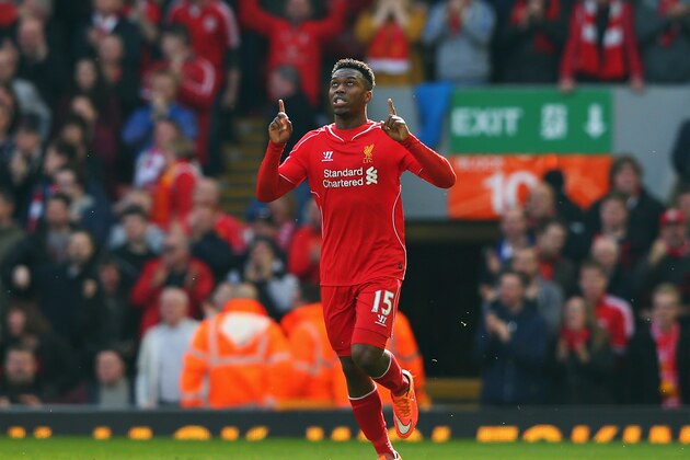 LIVERPOOL, ENGLAND - MARCH 22: Daniel Sturridge of Liverpool celebrates his goal during the Barclays Premier League match between Liverpool and Manchester United at Anfield on March 22, 2015 in Liverpool, England.  (Photo by Alex Livesey/Getty Images)
