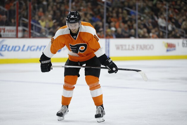 Philadelphia Flyers' Sean Couturier in action during an NHL hockey game against the Montreal Canadiens, Tuesday, Feb. 2, 2016, in Philadelphia. (AP Photo/Matt Slocum)
