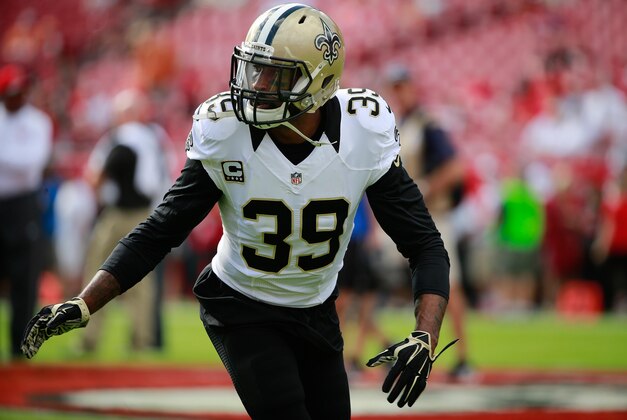 Dec 13, 2015; Tampa, FL, USA; New Orleans Saints cornerback Brandon Browner (39) works out prior to the game at Raymond James Stadium. Mandatory Credit: Kim Klement-USA TODAY Sports