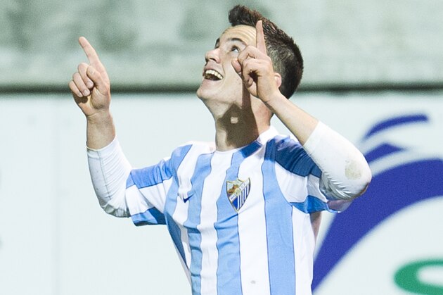 EIBAR, SPAIN - JANUARY 30:  Juanpi of Malaga CF celebrates after scoring goal during the La Liga match between SD Eibar and Malaga CF at Ipurua Municipal Stadium on January 30, 2016 in Eibar, Spain.  (Photo by Juan Manuel Serrano Arce/Getty Images)