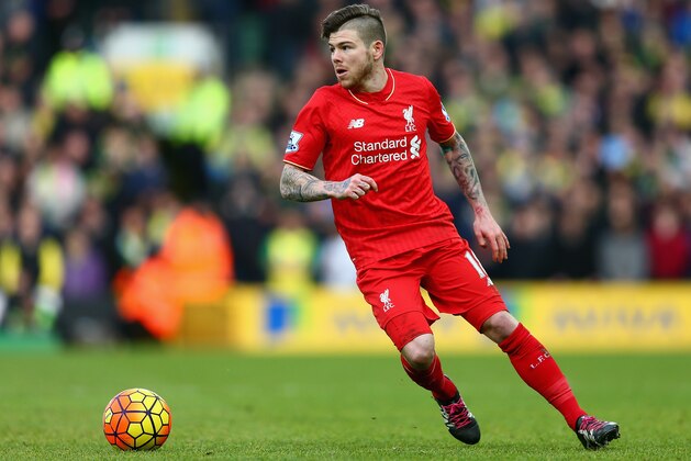 NORWICH, ENGLAND - JANUARY 23:  Alberto Moreno of Liverpool in action during the Barclays Premier League match between Norwich City and Liverpool at Carrow Road on January 23, 2016 in Norwich, England.  (Photo by Clive Mason/Getty Images)
