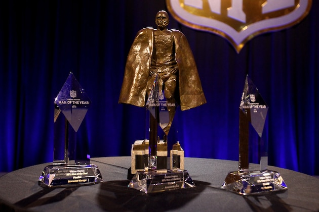 SAN FRANCISCO, CA - FEBRUARY 05:  The Walter Payton Man of the Year trophy sits on a table during the 2015 Walter Payton Man of the Year Finalist press conference prior to Super Bowl 50 at the Moscone Center West on February 5, 2016 in San Francisco, California.  (Photo by Mike Lawrie/Getty Images)
