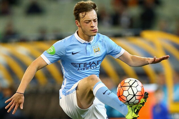 MELBOURNE, AUSTRALIA - JULY 21:  Brandon Barker of Manchester City controls the ball during the International Champions Cup friendly match between Manchester City and AS Roma at the Melbourne Cricket Ground on July 21, 2015 in Melbourne, Australia.  (Photo by Robert Prezioso/Getty Images)