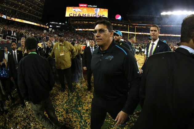 SANTA CLARA, CA - FEBRUARY 07:  Head coach Ron Rivera of the Carolina Panthers walks off the field following their loss to the Denver Broncos in Super Bowl 50 at Levi's Stadium on February 7, 2016 in Santa Clara, California.  (Photo by Streeter Lecka/Getty Images)