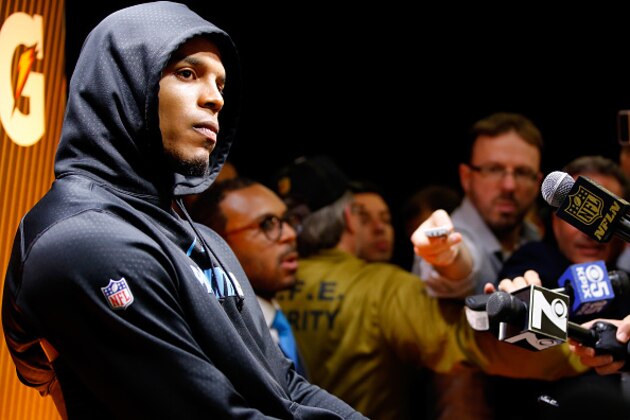 SANTA CLARA, CA - FEBRUARY 07:  Cam Newton #1 of the Carolina Panthers reacts after the Denver Broncos defeated the Carolina Panthers with a score of 24 to 10 to win Super Bowl 50 at Levi's Stadium on February 7, 2016 in Santa Clara, California.  (Photo by Kevin C. Cox/Getty Images)