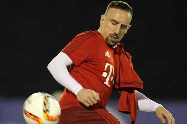 Bayern Munich's French midfielder Franck Ribery takes part in a training session at the team's winter training camp in the Qatari capital Doha, on January 6, 2016.  / AFP / -        (Photo credit should read -/AFP/Getty Images)