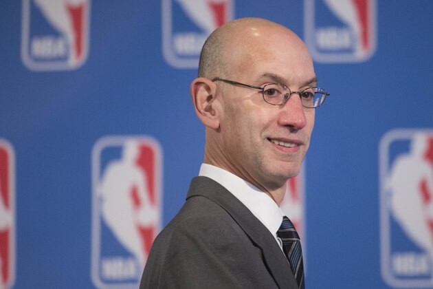 NBA Commissioner Adam Silver speaks at a news conference after an annual NBA basketball owners meeting, Friday, Oct. 23, 2015 in New York. (AP Photo/Mark Lennihan)