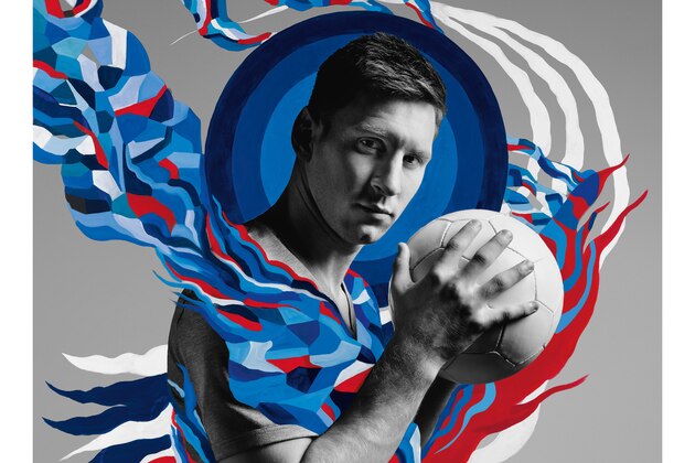 UNSPECIFIED - UNDATED:  This handout composite photo provided by Pepsi on February 18, 2014, shows an artwork of Leo Messi created by Argentinean artist Ever, who was one of the six street artists commissioned by PepsiMax as part of the brand's 'The Art of Football' collection. #FutbolNow. (Photo by Pepsi via Getty Images)