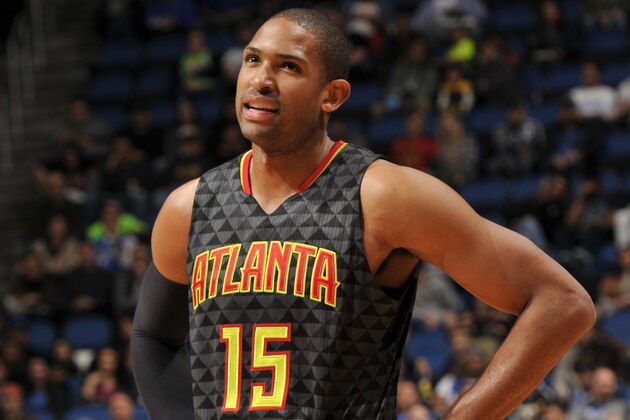 ORLANDO, FL - FEBRUARY 7:  Al Horford #15 of the Atlanta Hawks is seen during the game against the Orlando Magic on February 7, 2016 at the Amway Center in Orlando, Florida. NOTE TO USER: User expressly acknowledges and agrees that, by downloading and or using this Photograph, user is consenting to the terms and conditions of the Getty Images License Agreement. Mandatory Copyright Notice: Copyright 2016 NBAE (Photo by Fernando Medina/NBAE via Getty Images)
