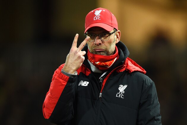 LONDON, ENGLAND - FEBRUARY 09:  Jurgen Klopp, manager of Liverpool signals during the Emirates FA Cup Fourth Round Replay match between West Ham United and Liverpool at Boleyn Ground on February 9, 2016 in London, England.  (Photo by Mike Hewitt/Getty Images)