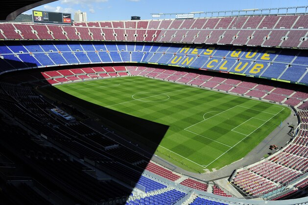 Interior view taken on March 14, 2013 of the Camp Nou stadium in Barcelona.  AFP PHOTO / JOSEP LAGO        (Photo credit should read JOSEP LAGO/AFP/Getty Images)