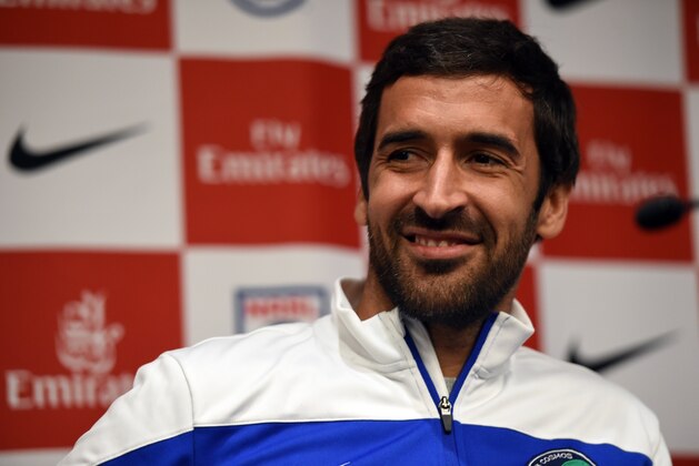 New York Cosmos player Raul Gonzalez Blanco during a press conference October 27, 2015 to announce his retirement at the end of the current season of the North American Soccer League.  / AFP / TIMOTHY A. CLARY        (Photo credit should read TIMOTHY A. CLARY/AFP/Getty Images)