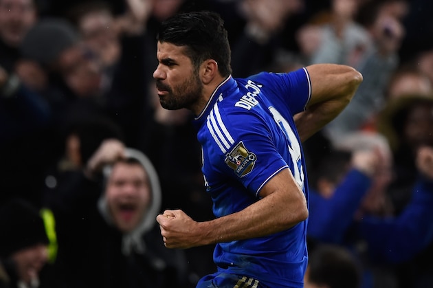 LONDON, ENGLAND - FEBRUARY 07:  Diego Costa of Chelsea celebrates after scoring the equalising goal during the Barclays Premier League match between Chelsea and Manchester United at Stamford Bridge on February 7, 2016 in London, England.  (Photo by Mike Hewitt/Getty Images)