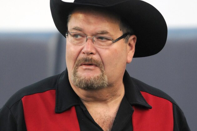 EL PASO, TX - SEPTEMBER 1: World Wrestling Entertainment announcer and Oklahoma Sooners fan Jim Ross walks the field before the Sooners' game against the UTEP Miners on September 1, 2012 at The Sunbowl in El Paso, Texas. (Photo by Jackson Laizure/Getty Images)