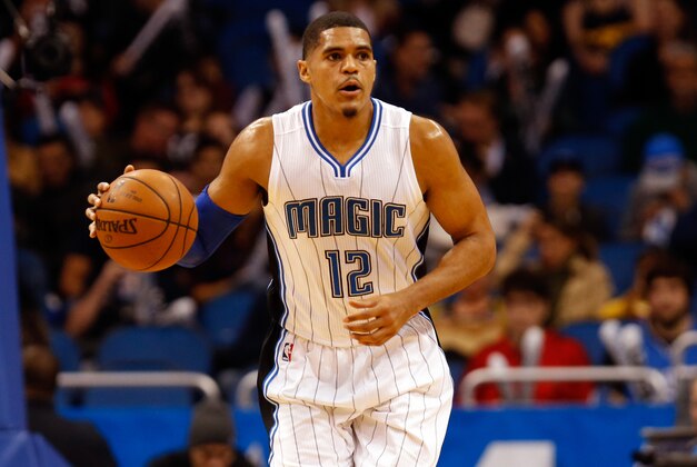 Jan 6, 2016; Orlando, FL, USA; Orlando Magic forward Tobias Harris (12) drives to the basket against the Indiana Pacers during the first quarter at Amway Center. Mandatory Credit: Kim Klement-USA TODAY Sports