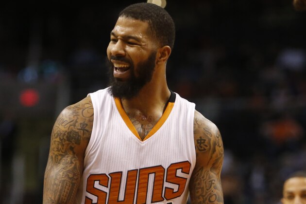 Phoenix Suns forward Markieff Morris (11) in the third quarter during an NBA basketball game against the Utah Jazz, Saturday, Feb. 6, 2016, in Phoenix. The Jazz defeated the Suns 98-89. (AP Photo/Rick Scuteri)