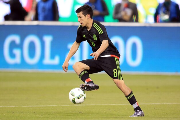 Feb 10, 2016; Miami, FL, USA; Mexico  midfielder Hirving Lozano (8) controls the ball against Senegal during a soccer friendly at Marlins Park. Mexico won 2-0. Mandatory Credit: Steve Mitchell-USA TODAY Sports