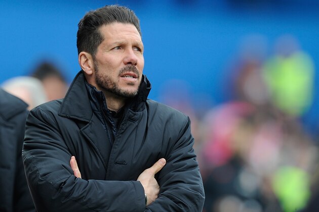 MADRID, SPAIN - FEBRUARY 06:  Manager Diego Simeone of Club Atletico de Madrid looks on prior to the start of  the La Liga match between Club Atletico de Madrid and SD Eibar at Vicente Calderon Stadium on February 6, 2016 in Madrid, Spain.  (Photo by Denis Doyle/Getty Images)