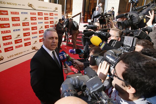 BARCELONA, SPAIN - NOVEMBER 20:  Bulgaria former football player Hristo Stoichkov attends the Golden Boot 2013 award, presented to Europes best goal scorer for Lionel Messi of the 2012-2013 season on November 20, 2013 in Barcelona, Spain.  (Photo by Miquel Benitez/Getty Images)