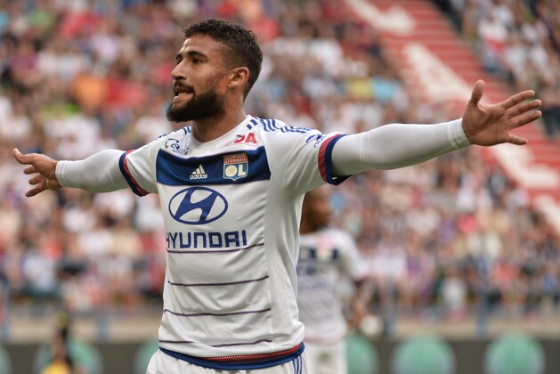 Lyon's French midfielder Nabil Fekir celebrates after scoring a goal during the French L1 football match between Caen (SM Caen) and Olympique Lyonnais, on August 29, 2015, at the Michel d'Ornano stadium, in Caen, western France. AFP PHOTO/ JEAN-FRANCOIS MONIER        (Photo credit should read JEAN-FRANCOIS MONIER/AFP/Getty Images)